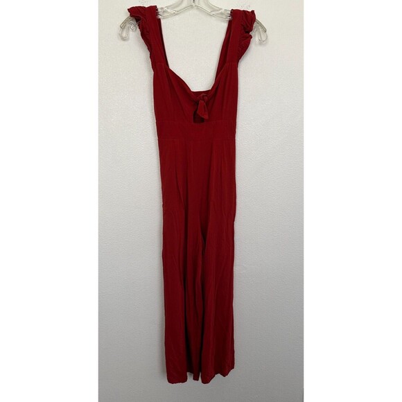 L*SPACE Pasadena Tie Front Smock Back Jumpsuit Rust Red Beach Women's Size XS - Picture 2 of 13